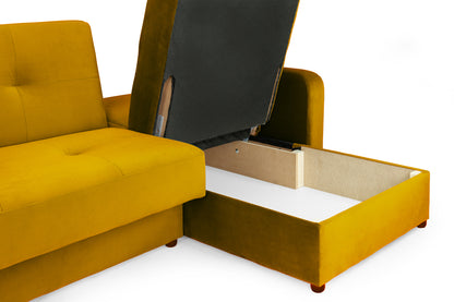 Kair Yellow Plush Fabric Universal Corner Sofa Bed