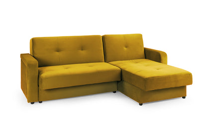 Kair Yellow Plush Fabric Universal Corner Sofa Bed