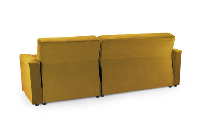 Kair Yellow Plush Fabric Universal Corner Sofa Bed