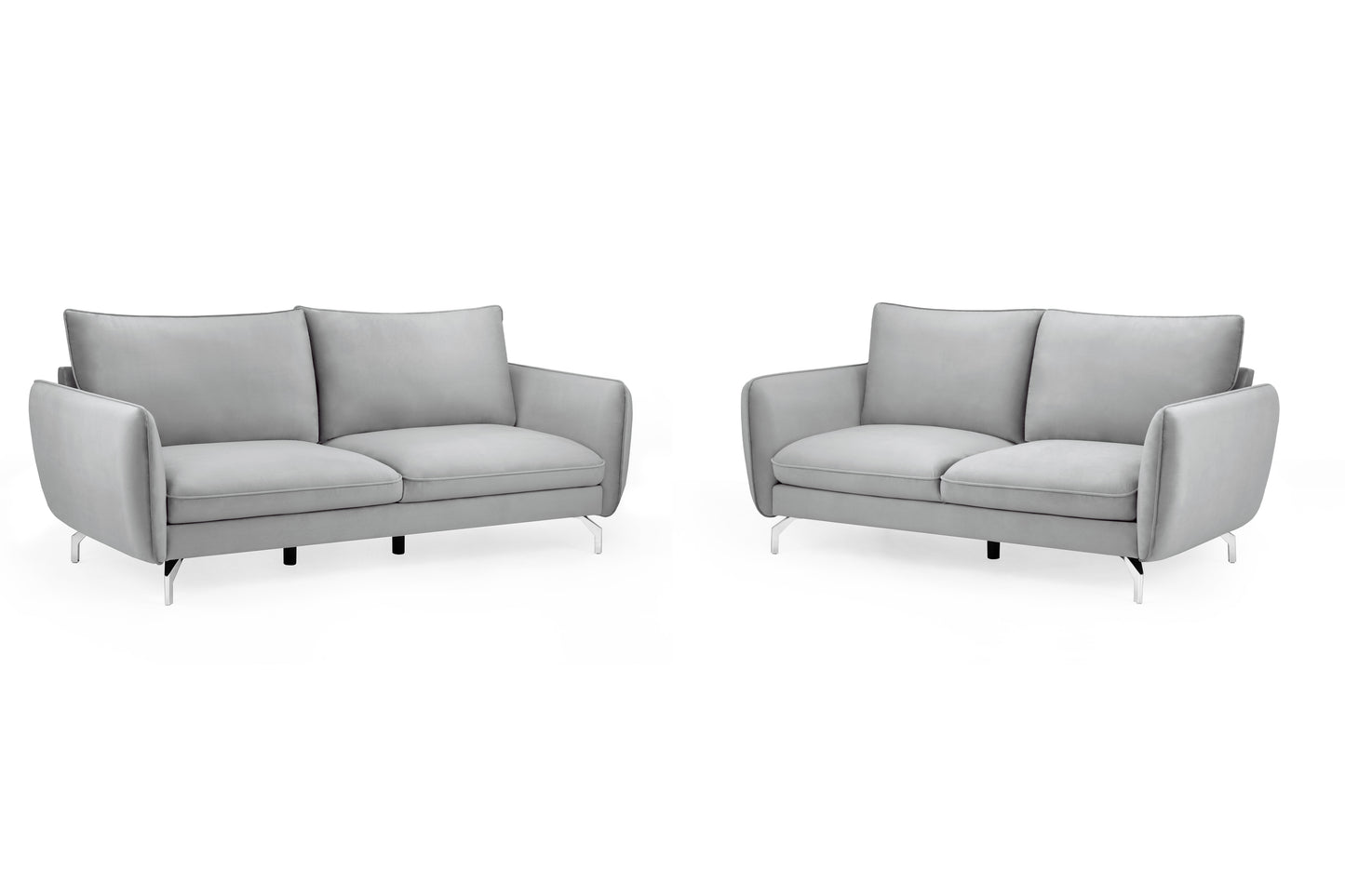 Lavard Grey Velvet 3 and 2 Seater Sofa