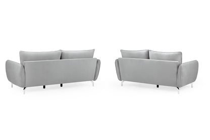 Lavard Grey Velvet 3 and 2 Seater Sofa