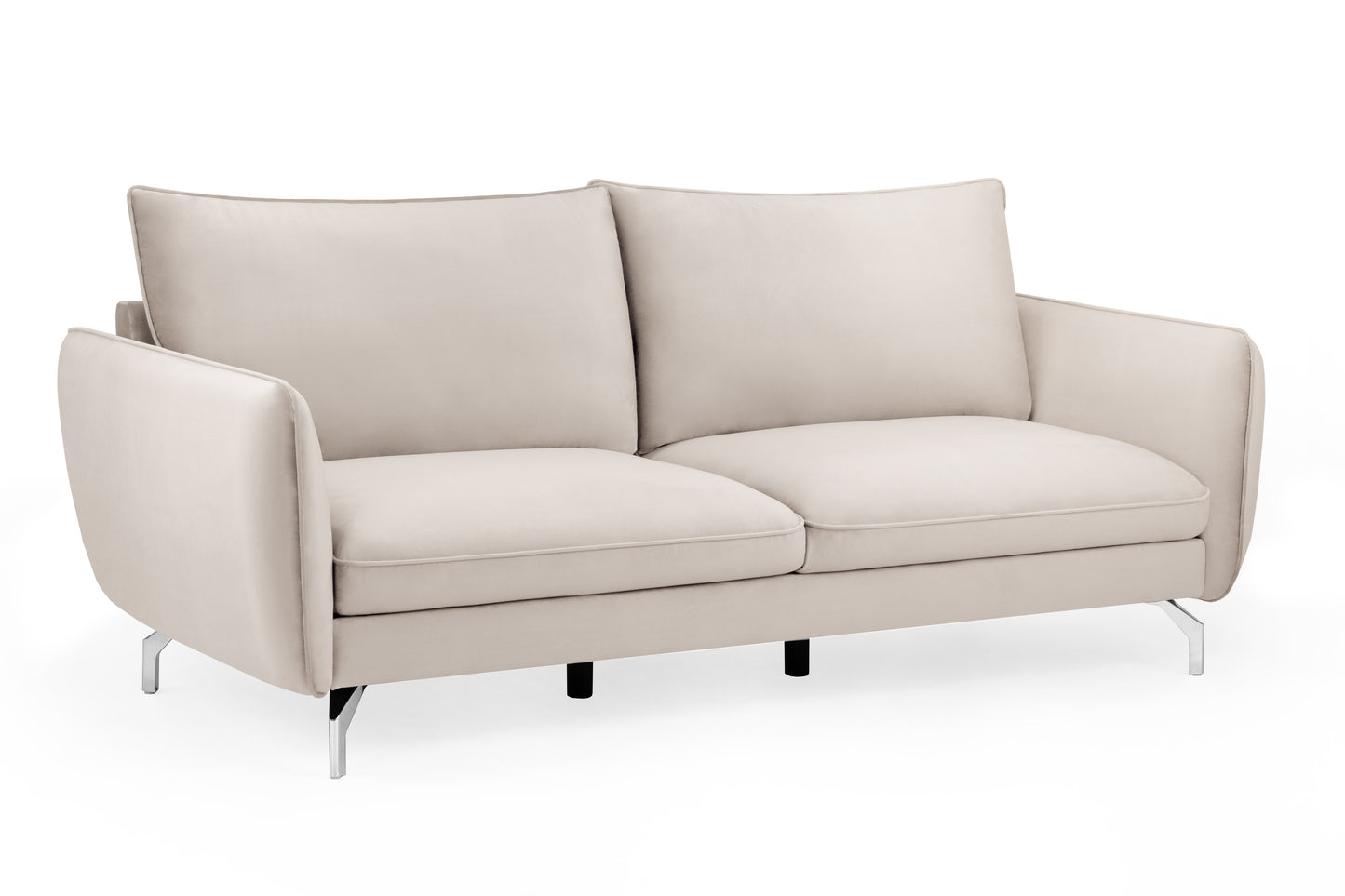 Lavard Beige Velvet 3 Seater Sofa