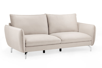 Lavard Beige Velvet 3 Seater Sofa