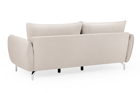 Lavard Beige Velvet 3 Seater Sofa
