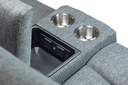 Linden Grey Fabric Recliner Cinema Corner Sofa