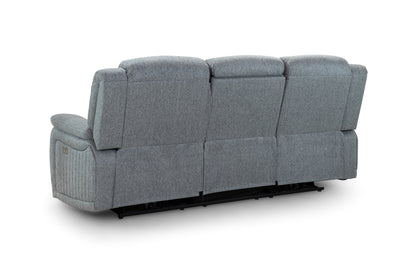 Linden Grey Fabric 3 Seater Recliner Cinema Sofa