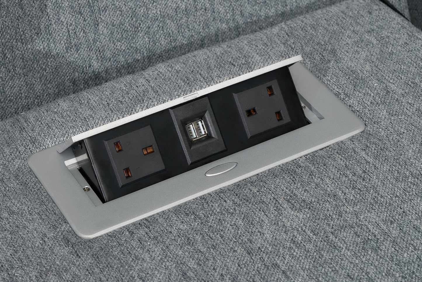 Linden Grey Fabric 3 and 2 Seater Recliner Cinema Sofa