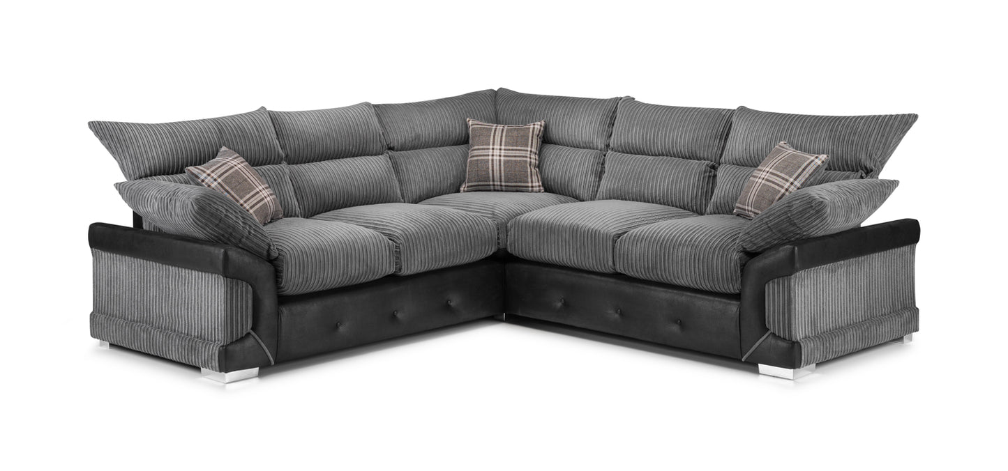 Logan Grey Jumbo Cord Large Corner Sofa