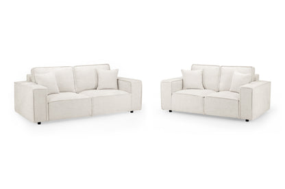 Mary Cream Fabric 3 and 2 Seater Sofa