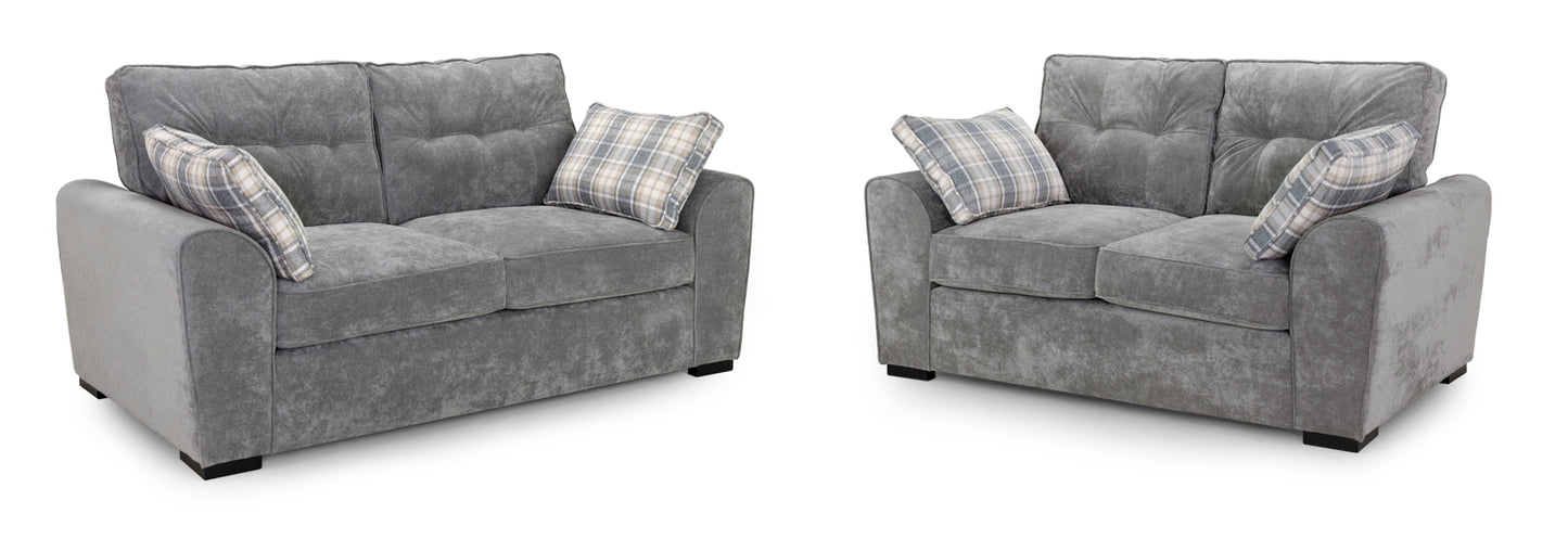 Maxwell Grey Fabric 3 and 2 Seater Sofa