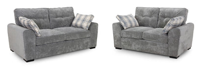 Maxwell Grey Fabric 3 and 2 Seater Sofa