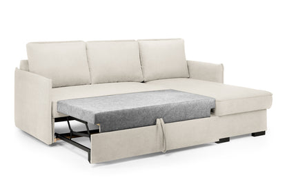 Miel Beige Plush Fabric Universal Corner Sofa Bed