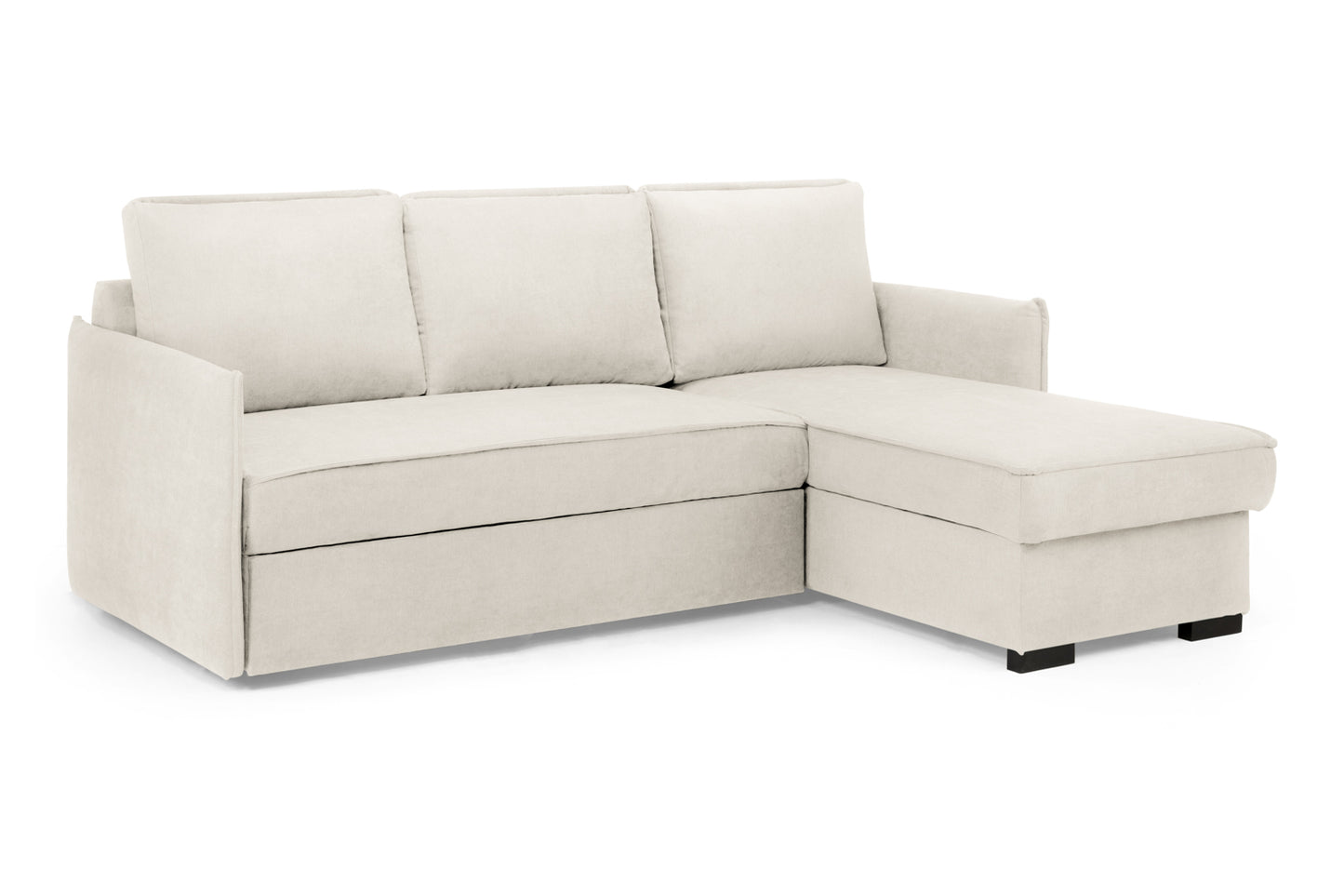 Miel Beige Plush Fabric Universal Corner Sofa Bed