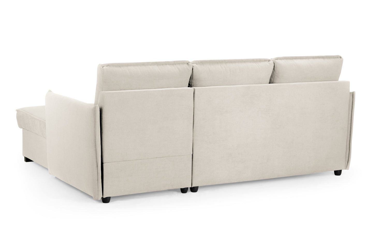 Miel Beige Plush Fabric Universal Corner Sofa Bed