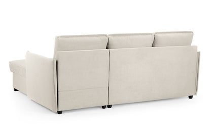 Miel Beige Plush Fabric Universal Corner Sofa Bed