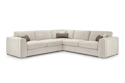 Naples Beige Chenille Large Corner Sofa