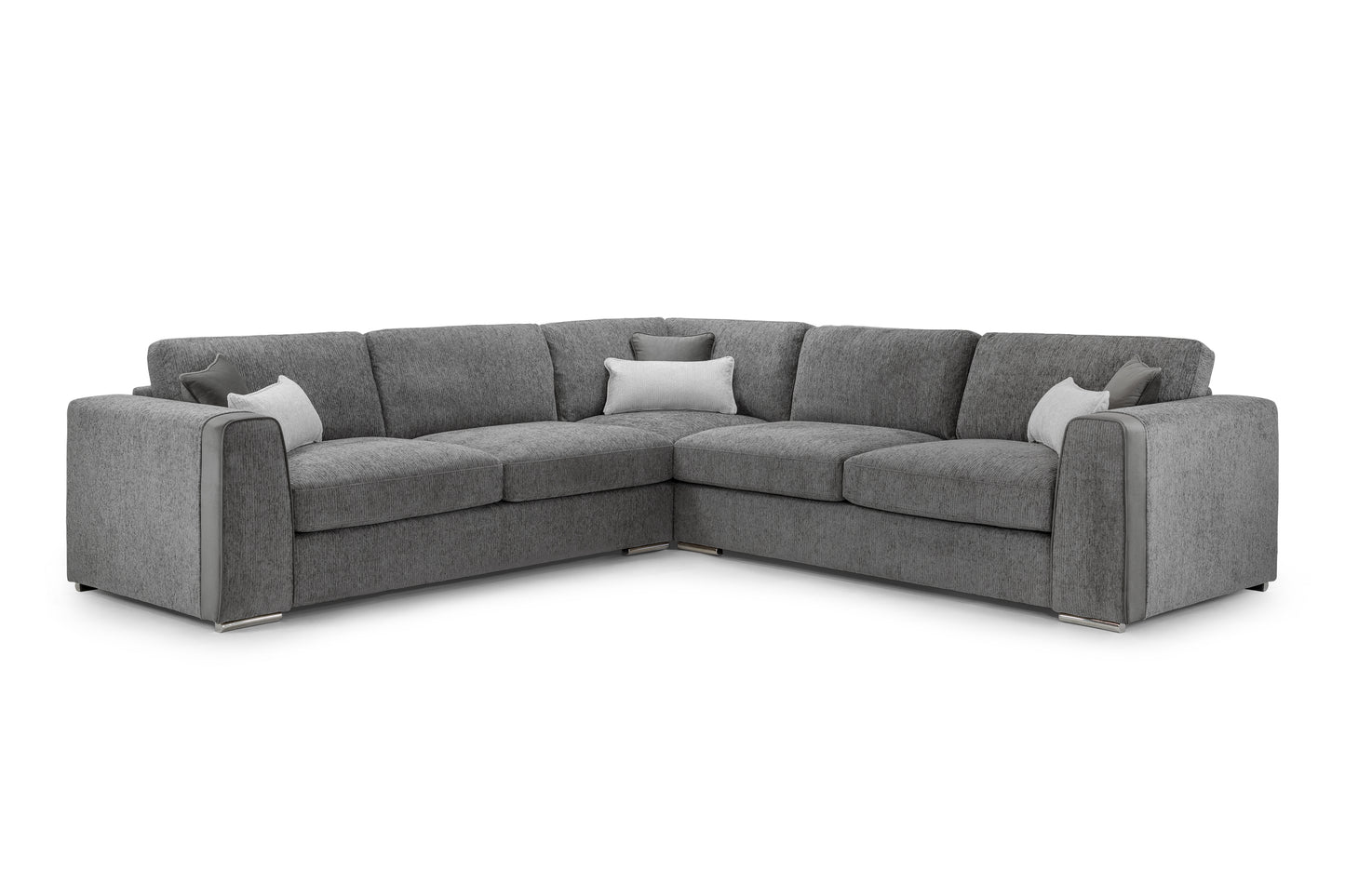 Naples Grey Chenille Large Corner Sofa