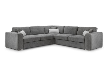 Naples Grey Chenille Large Corner Sofa