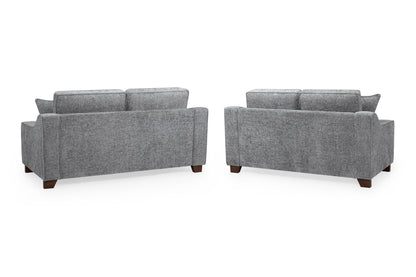 Nebraska Slate Plush Fabric 3 and 2 Seater Sofa