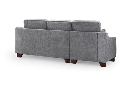 Nebraska Slate Plush Fabric Left Hand Corner Sofa