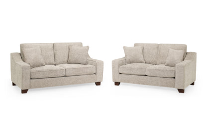 Nebraska Stone Plush Fabric 3 and 2 Seater Sofa