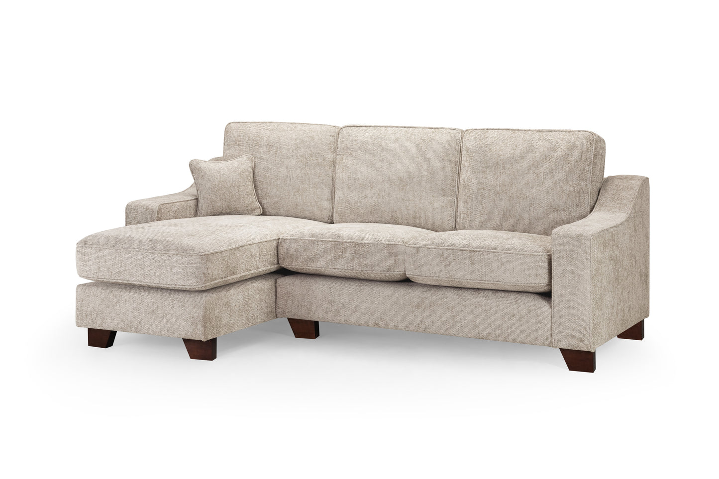 Nebraska Stone Plush Fabric Left Hand Corner Sofa