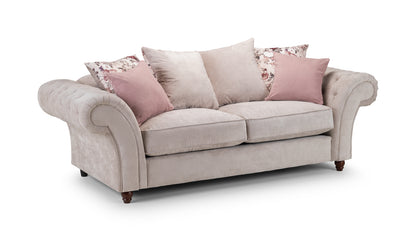 Roma Beige Fabric Chesterfield 3 Seater Sofa