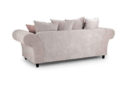 Roma Beige Fabric Chesterfield 3 Seater Sofa