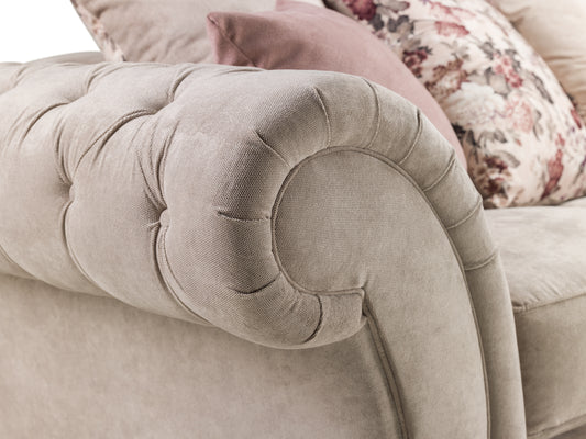 Roma Beige Fabric Chesterfield Large Corner Sofa