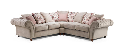 Roma Beige Fabric Chesterfield Large Corner Sofa
