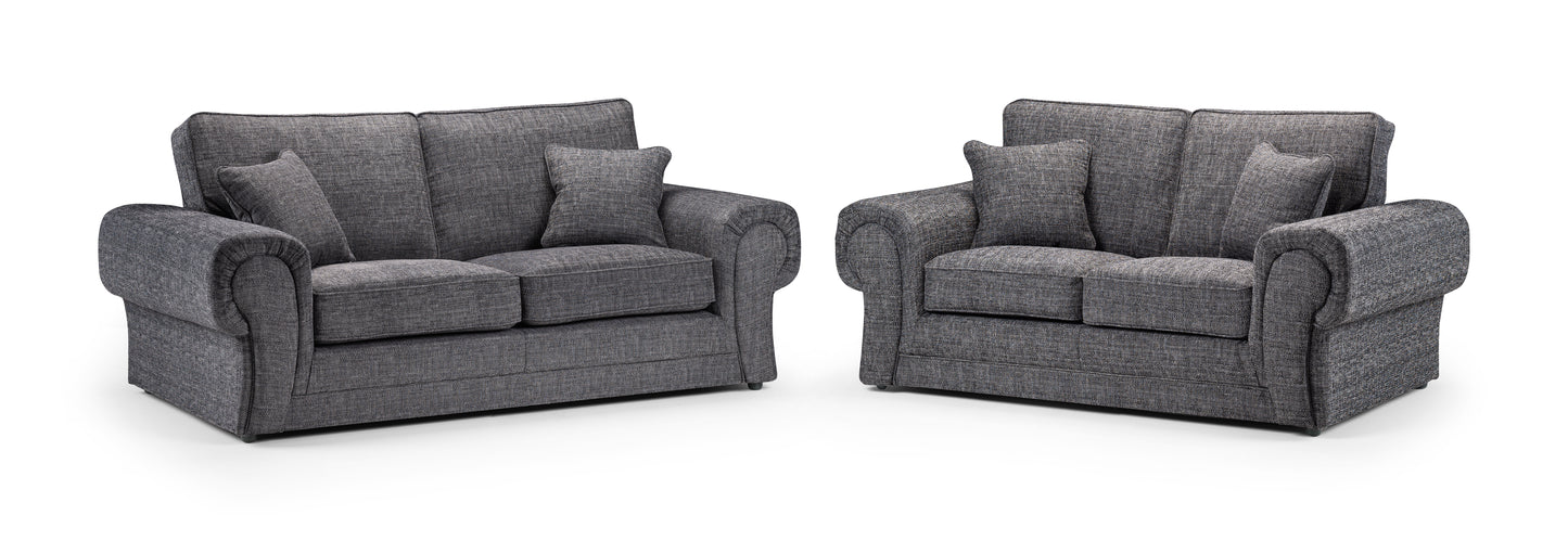 Wilcot Grey Fabric 3 and 2 Seater Sofa